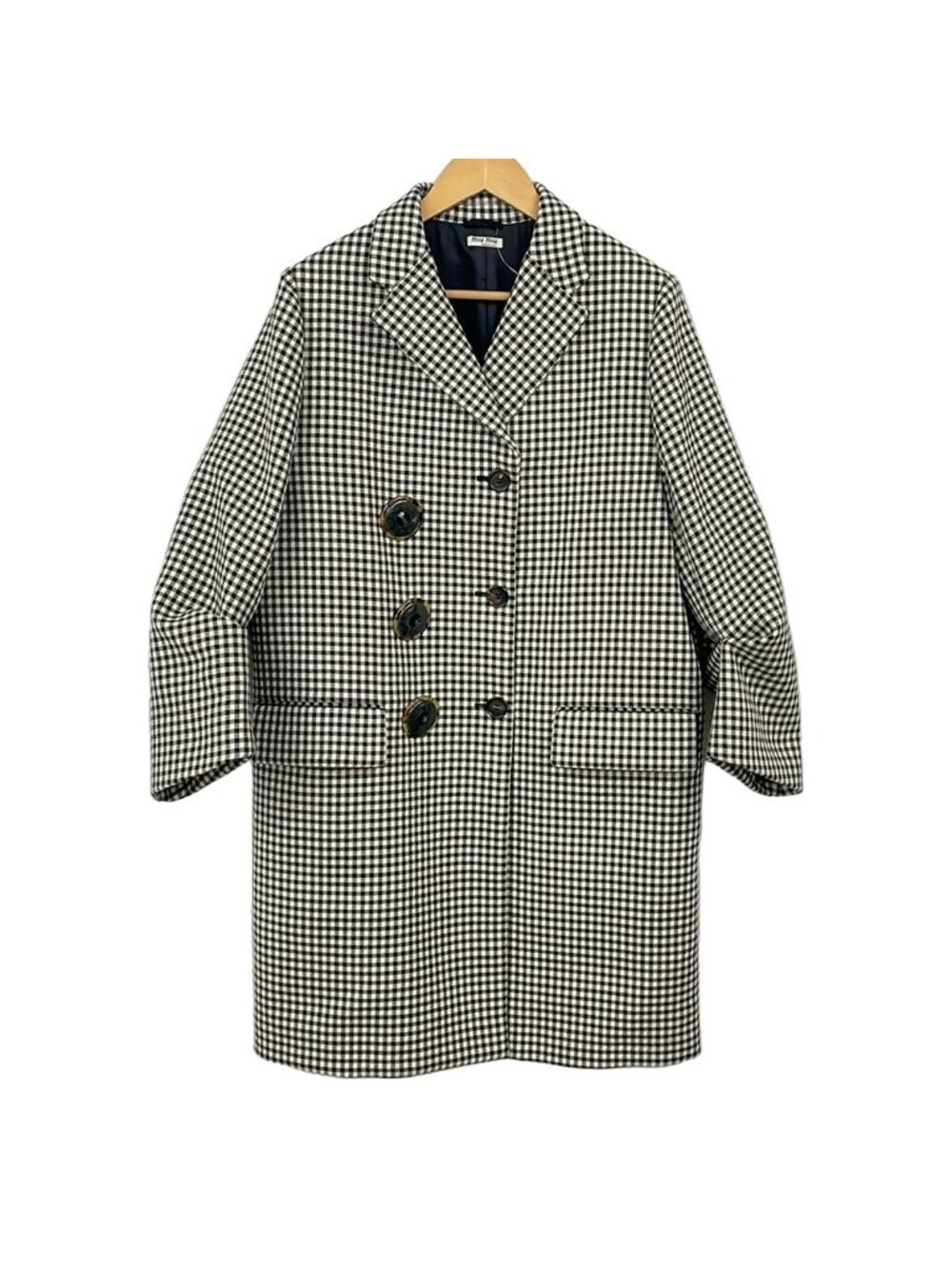 Miu Miu Coat S Black Ivory Check 36